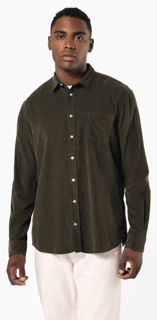 Chemise manches longues en velours homme