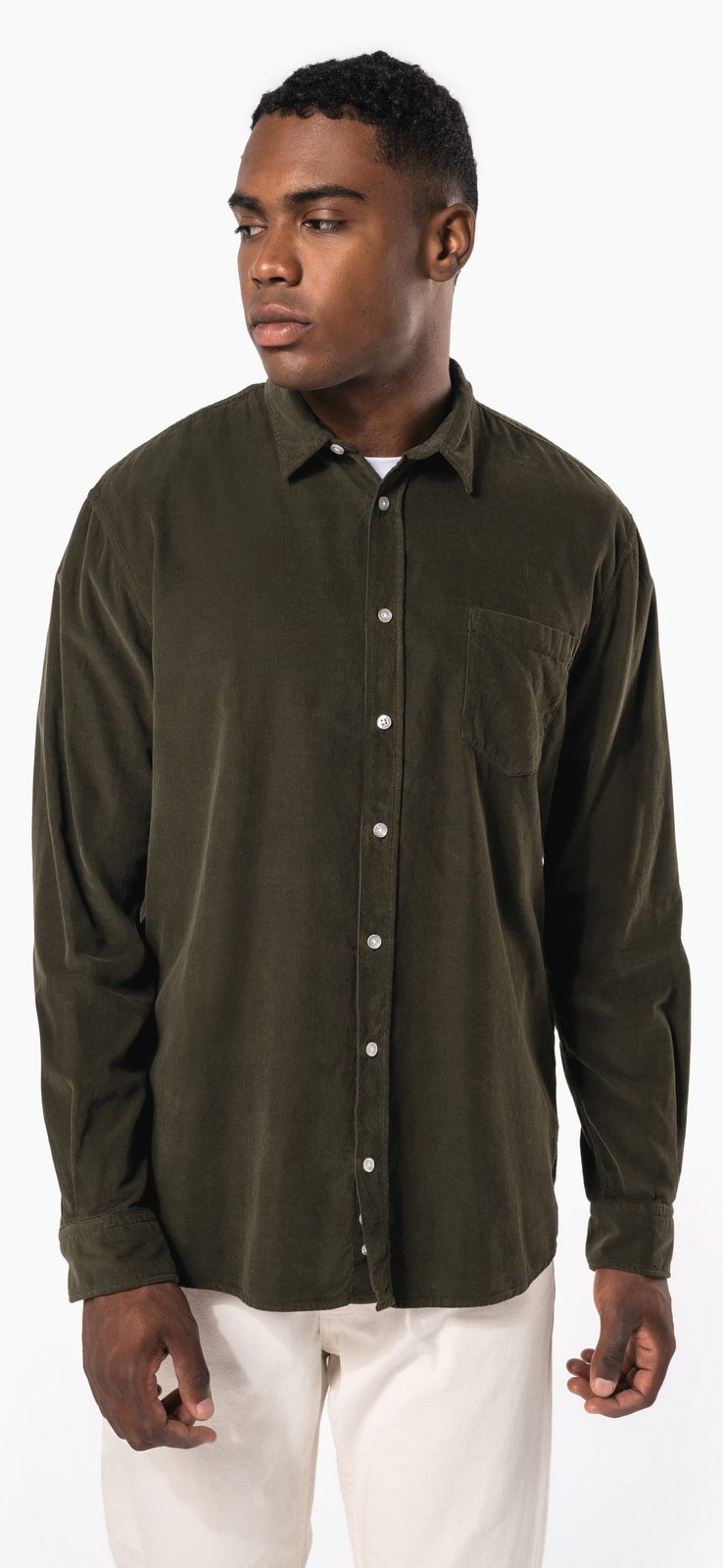 Chemise manches longues en velours homme