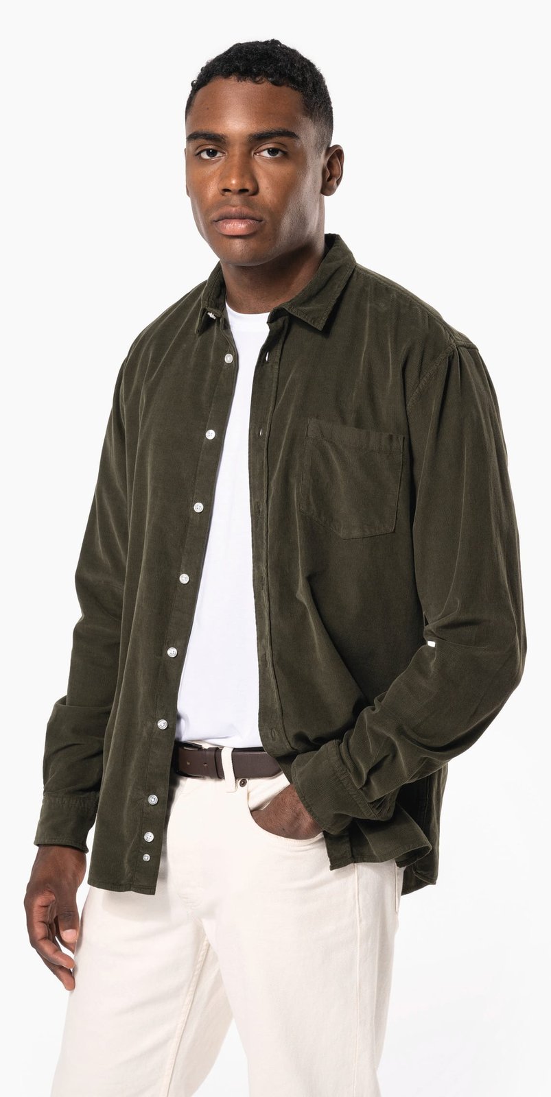 Chemise manches longues en velours homme