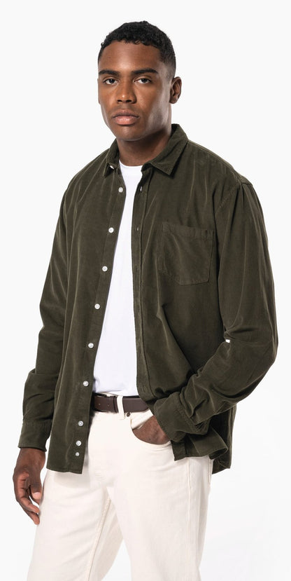 Chemise manches longues en velours homme