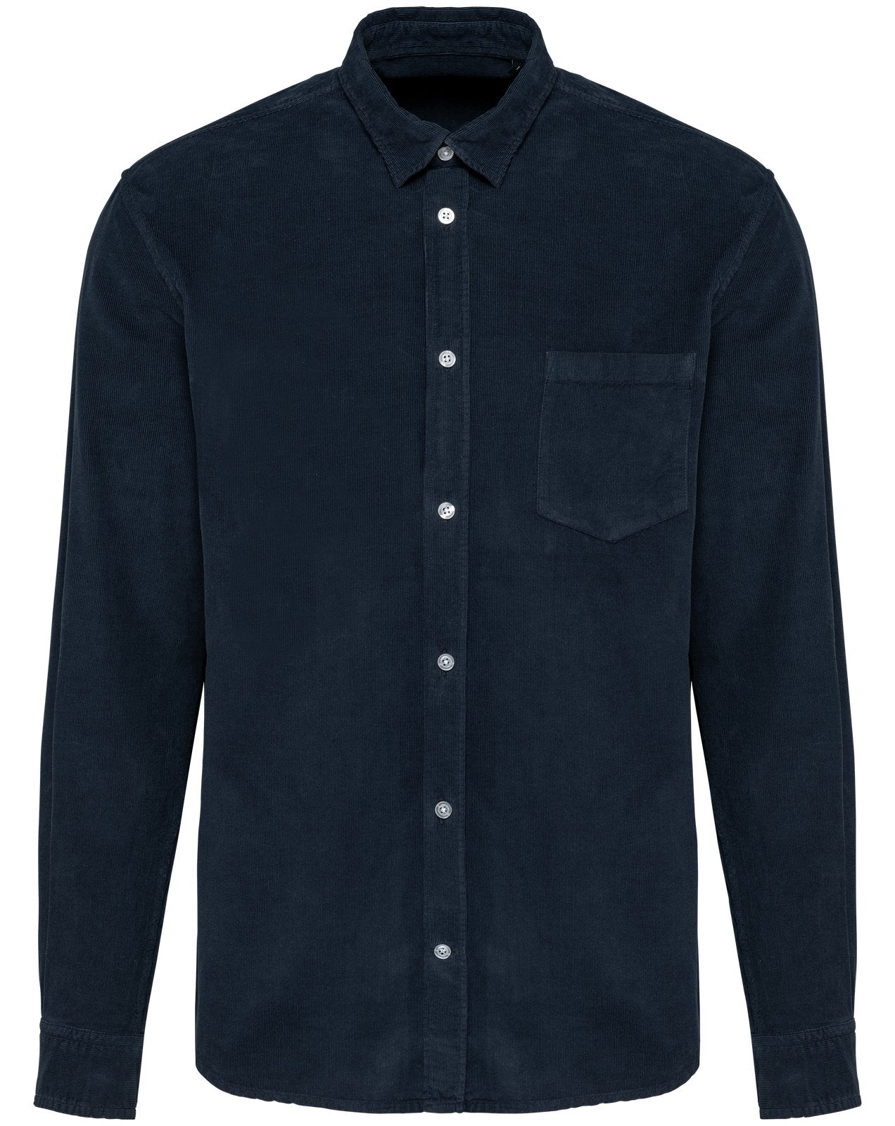 Chemise manches longues en velours homme — coloris Washed Dark Navy #Couleur_Washed-Dark-Navy