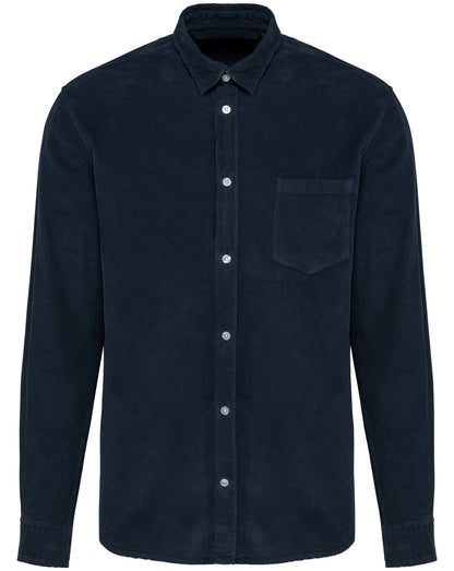 Chemise manches longues en velours homme — coloris Washed Dark Navy #Couleur_Washed-Dark-Navy