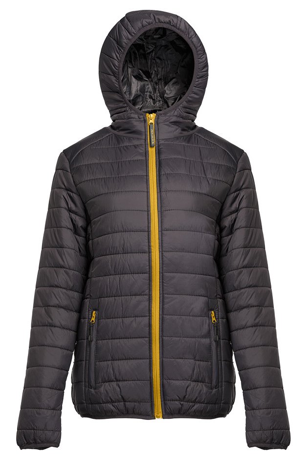 Doudoune légère à capuche femme — coloris Black / Gold #Couleur_Black-/-Gold