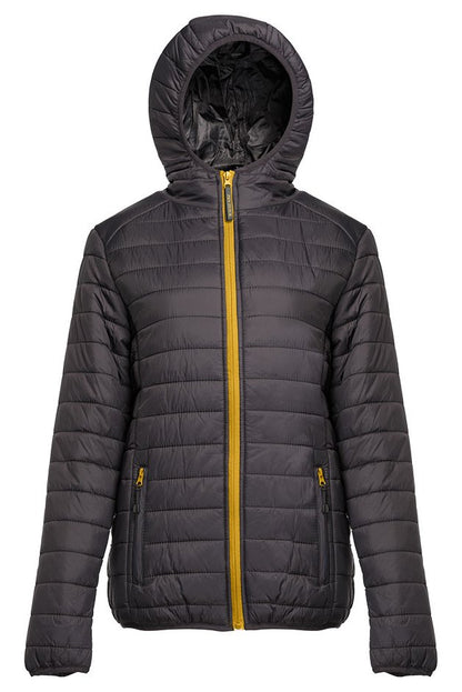 Doudoune légère à capuche femme — coloris Black / Gold #Couleur_Black-/-Gold