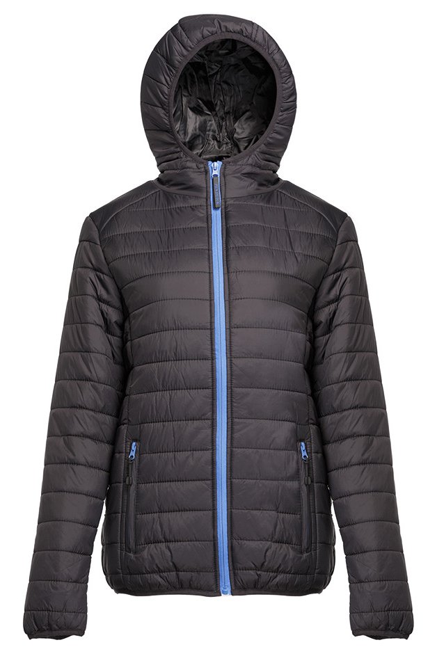 Doudoune légère à capuche femme — coloris Black / Royal #Couleur_Black-/-Royal