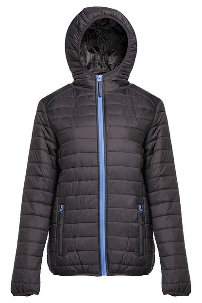 Doudoune légère à capuche femme — coloris Black / Royal #Couleur_Black-/-Royal
