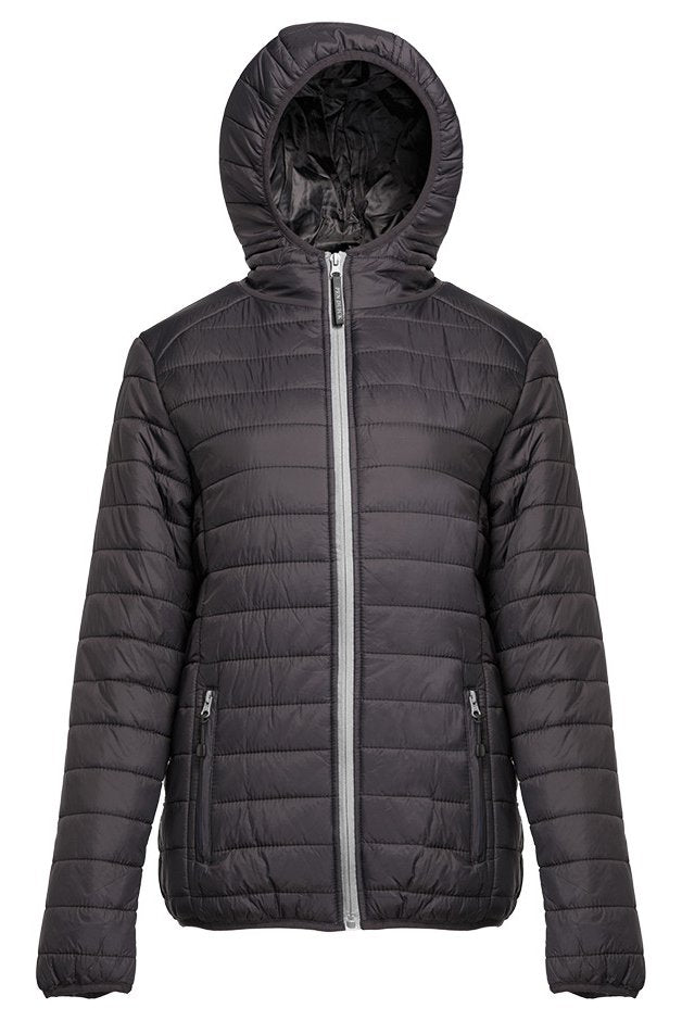 Doudoune légère à capuche femme — coloris Black / Silver #Couleur_Black-/-Silver