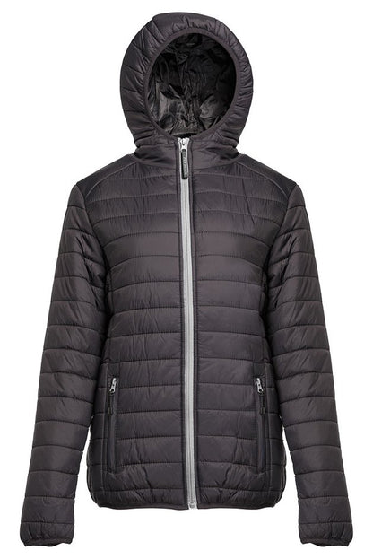 Doudoune légère à capuche femme — coloris Black / Silver #Couleur_Black-/-Silver