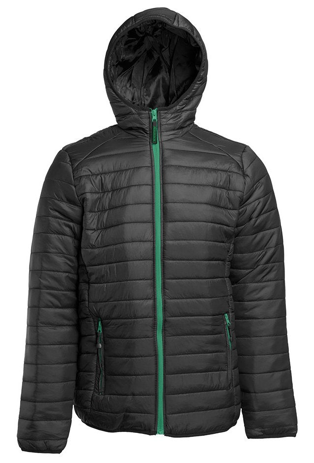 Doudoune légère à capuche homme  — coloris Black / Kelly Green #Couleur_Black-/-Kelly-Green