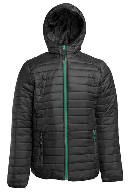 Doudoune légère à capuche homme  — coloris Black / Kelly Green #Couleur_Black-/-Kelly-Green