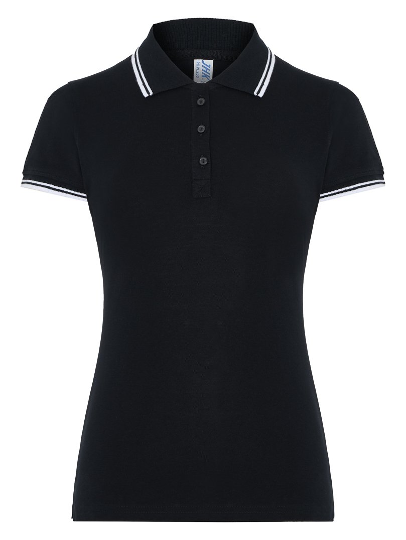 Polo contrasté femme — coloris Black / White #Couleur_Black-/-White