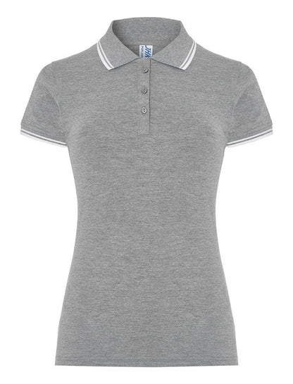 Polo contrasté femme — coloris Grey Melange / White #Couleur_Grey-Melange-/-White