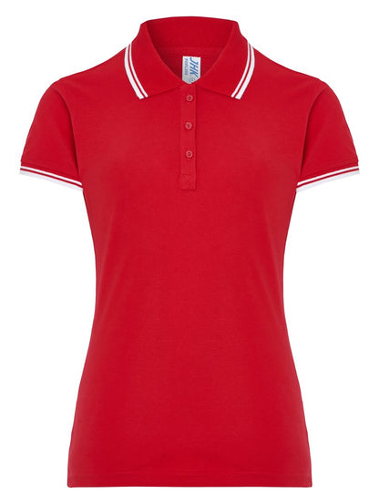 Polo contrasté femme — coloris Red / White #Couleur_Red-/-White