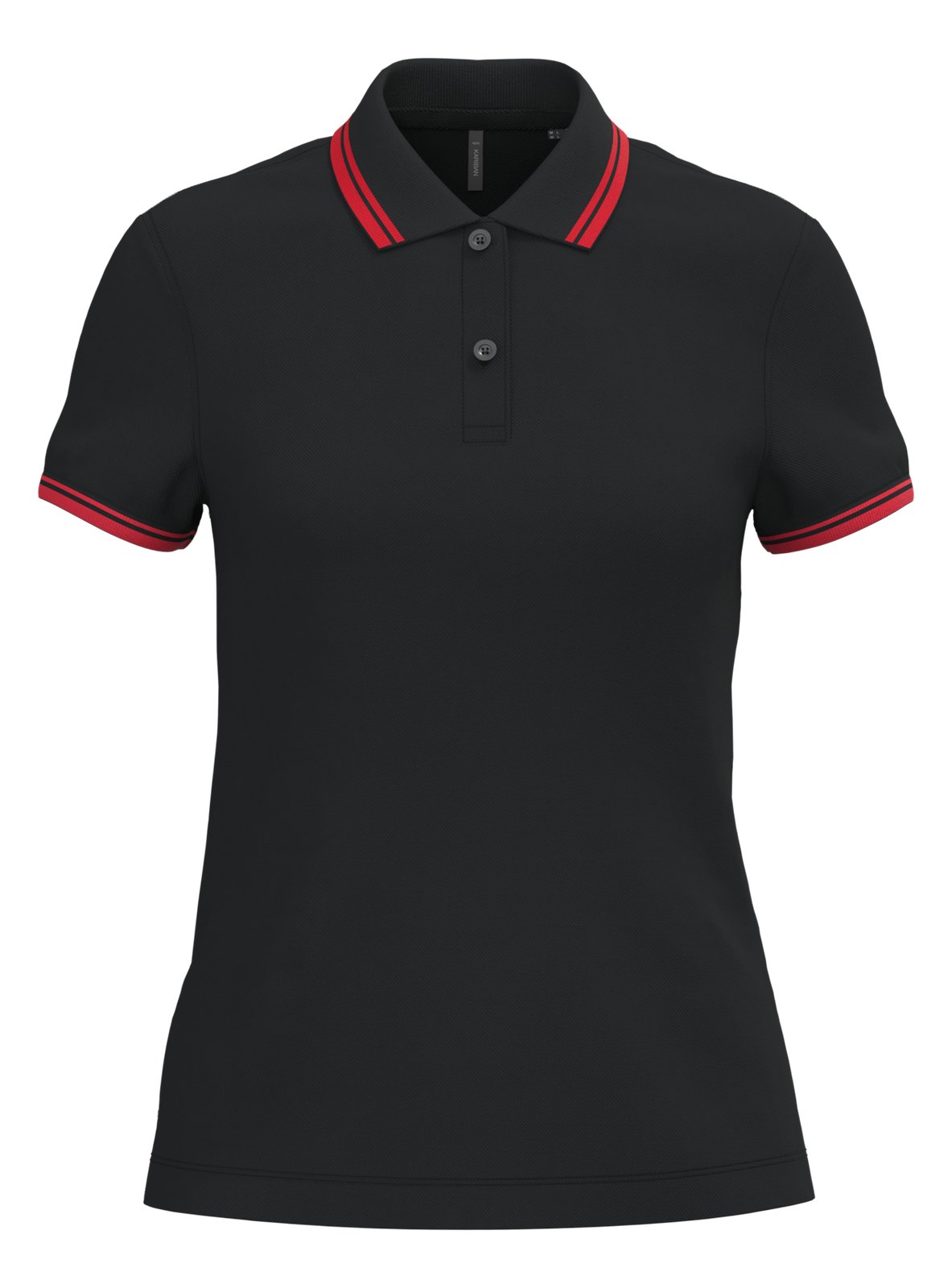 Polo femme manches courtes à liserés contrastés — coloris Black / Red #Couleur_Black-/-Red