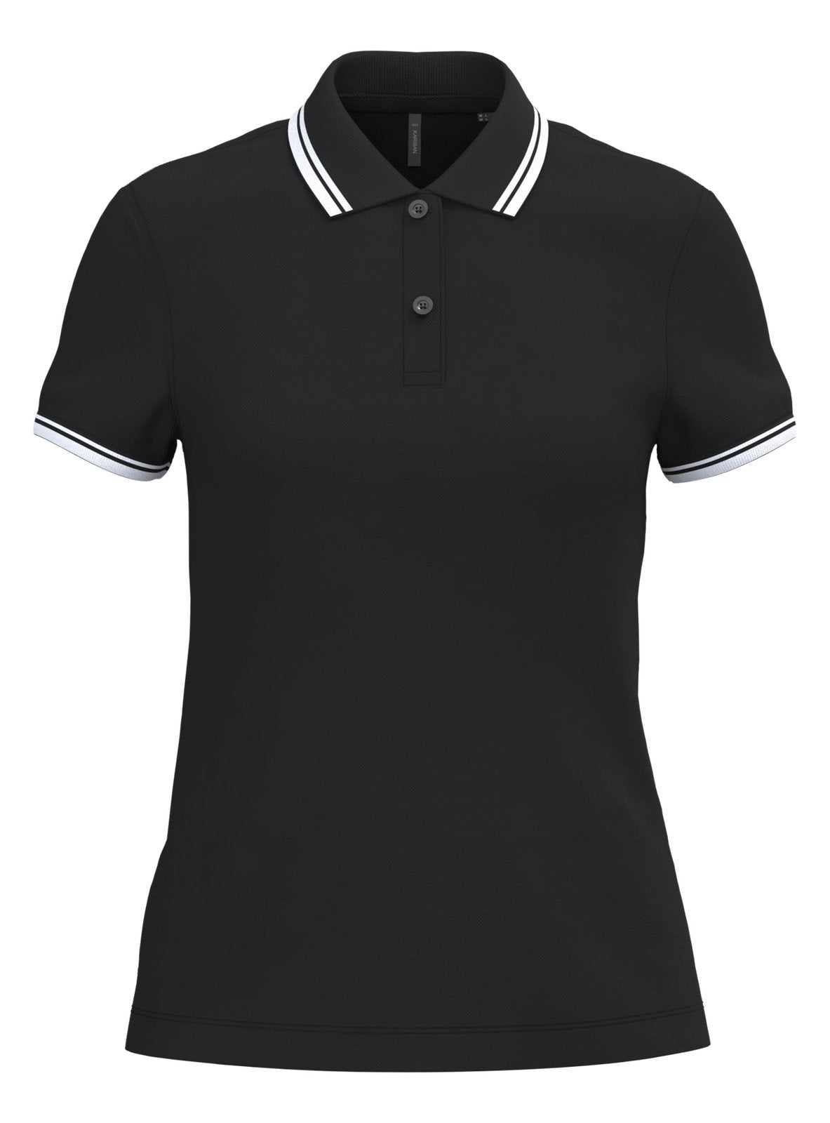 Polo femme manches courtes à liserés contrastés — coloris Black / White #Couleur_Black-/-White