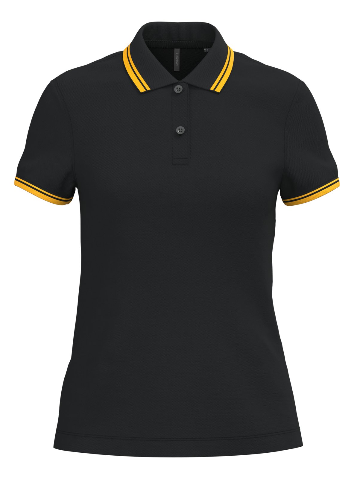 Polo femme manches courtes à liserés contrastés — coloris Black / Yellow #Couleur_Black-/-Yellow