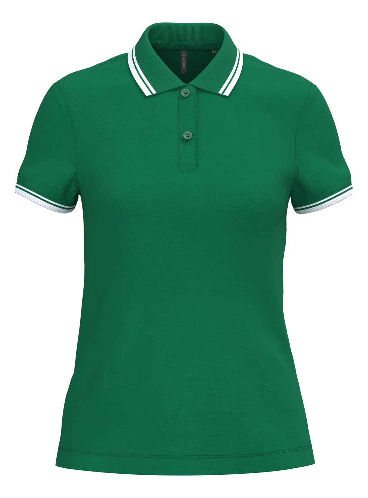 Polo femme manches courtes à liserés contrastés — coloris Kelly Green / White #Couleur_Kelly-Green-/-White
