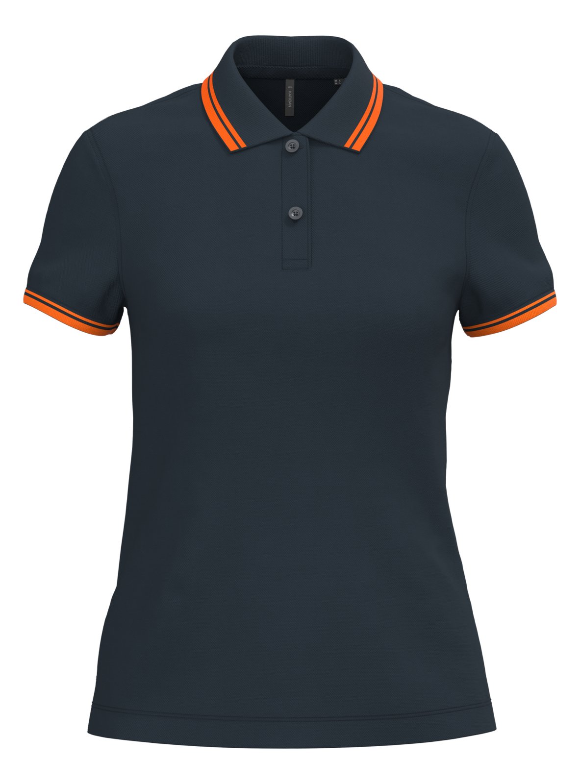 Polo femme manches courtes à liserés contrastés — coloris Navy / Orange #Couleur_Navy-/-Orange