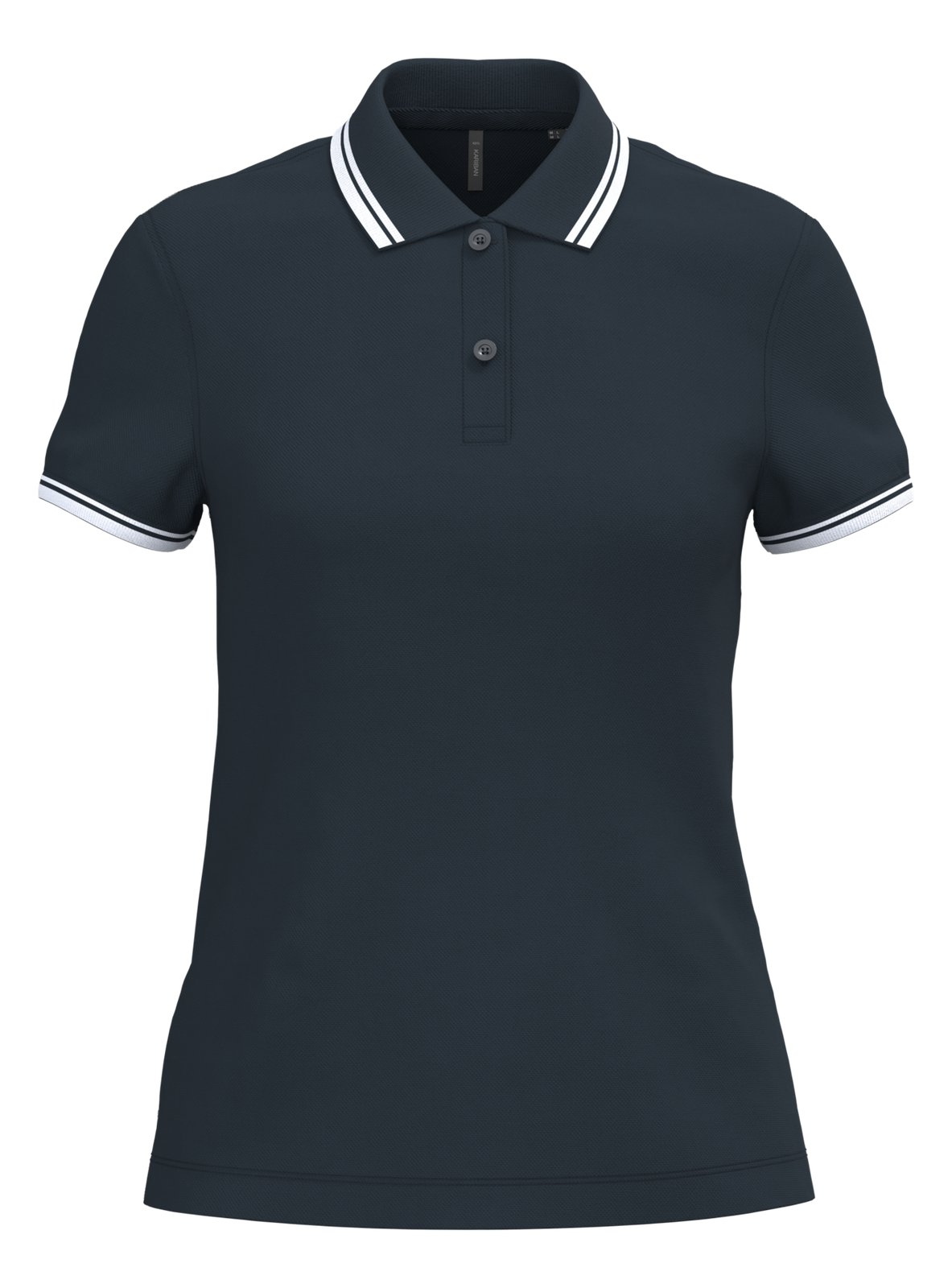 Polo femme manches courtes à liserés contrastés — coloris Navy / White #Couleur_Navy-/-White