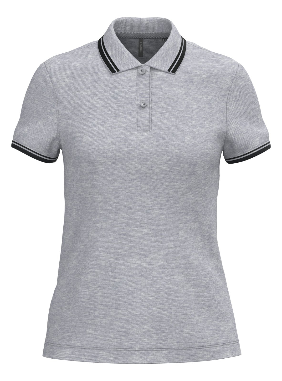 Polo femme manches courtes à liserés contrastés — coloris Oxford Grey / Black #Couleur_Oxford-Grey-/-Black