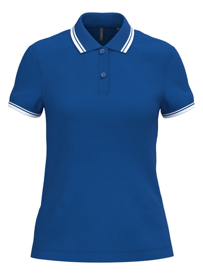 Polo femme manches courtes à liserés contrastés — coloris Royal Blue / White #Couleur_Royal-Blue-/-White