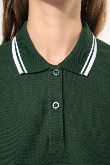 Polo femme manches courtes à liserés contrastés