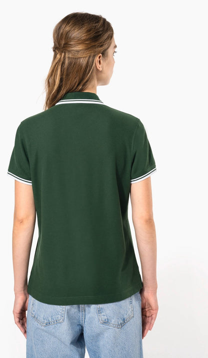 Polo femme manches courtes à liserés contrastés