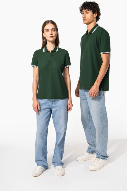Polo femme manches courtes à liserés contrastés