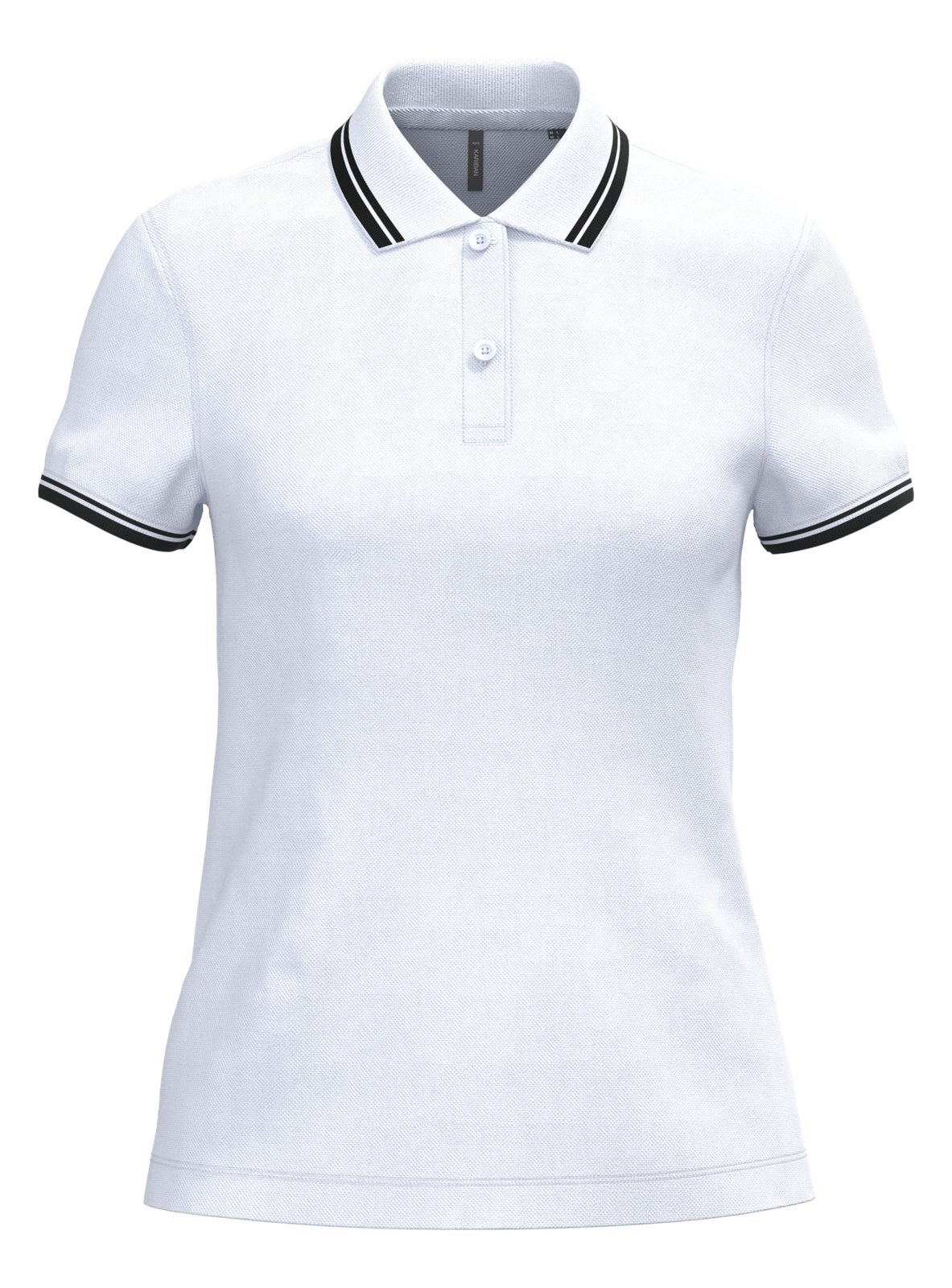 Polo femme manches courtes à liserés contrastés — coloris White / Black #Couleur_White-/-Black