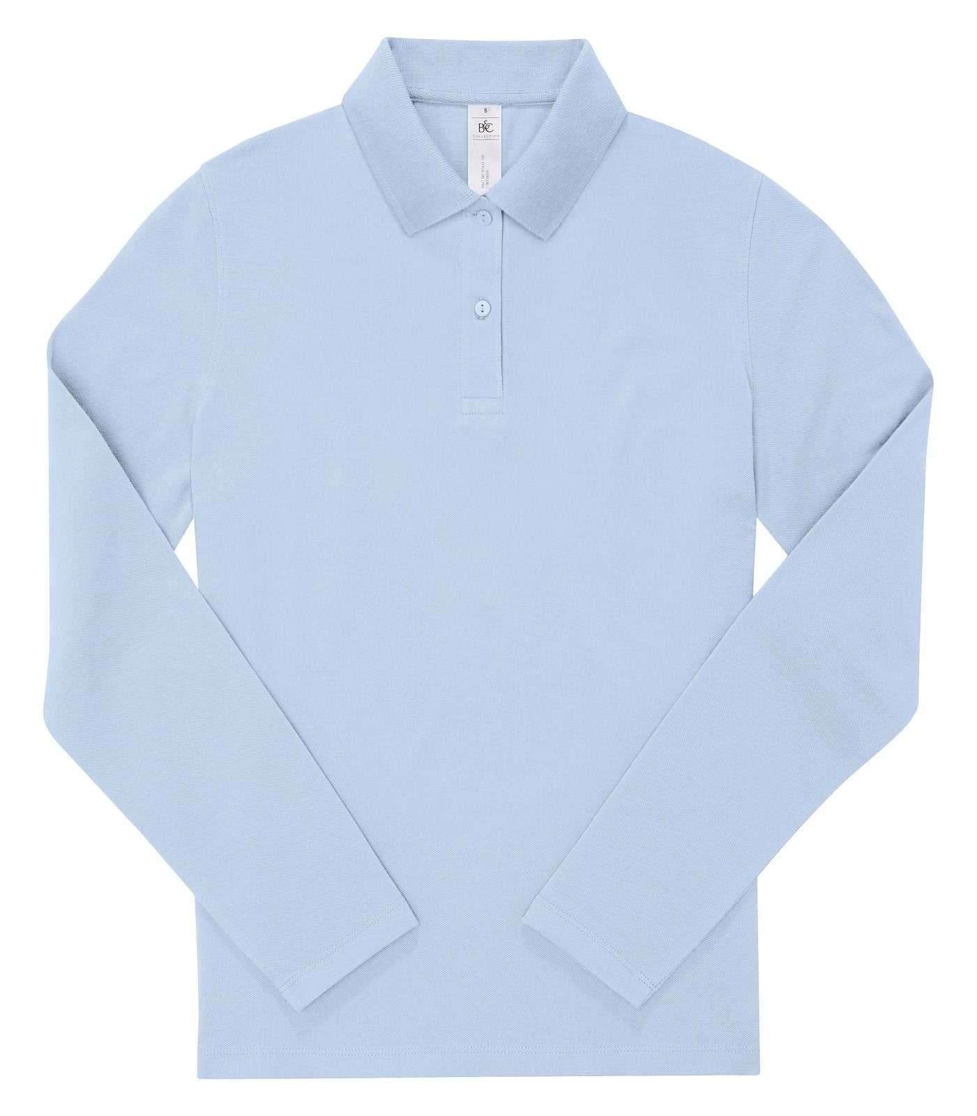 Polo femme manches longues 180 g/m² — coloris Blush Blue #Couleur_Blush-Blue