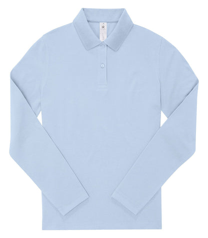 Polo femme manches longues 180 g/m² — coloris Blush Blue #Couleur_Blush-Blue