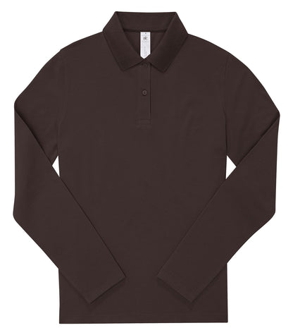 Polo femme manches longues 180 g/m² — coloris Roasted Coffee #Couleur_Roasted-Coffee