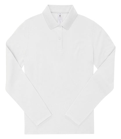 Polo femme manches longues 180 g/m² — coloris White #Couleur_White