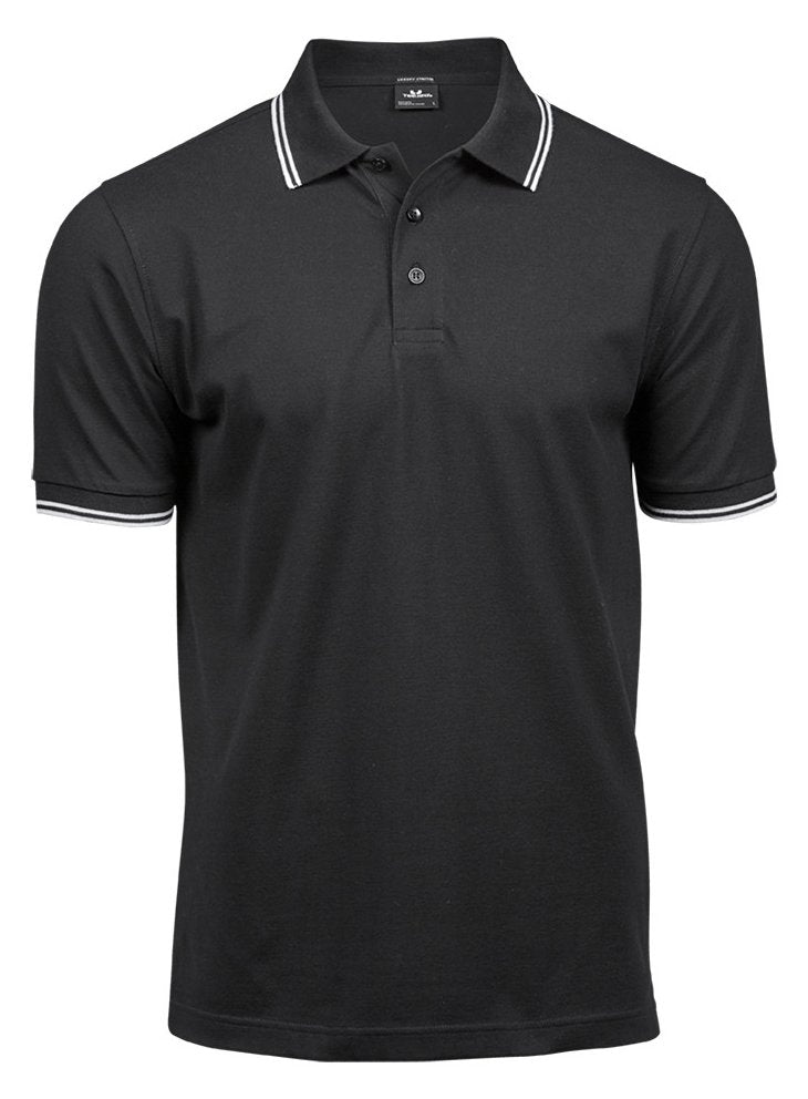 Polo homme col et manches contrastés  — coloris Black / White #Couleur_Black-/-White
