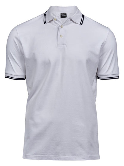 Polo homme col et manches contrastés  — coloris White / Navy #Couleur_White-/-Navy