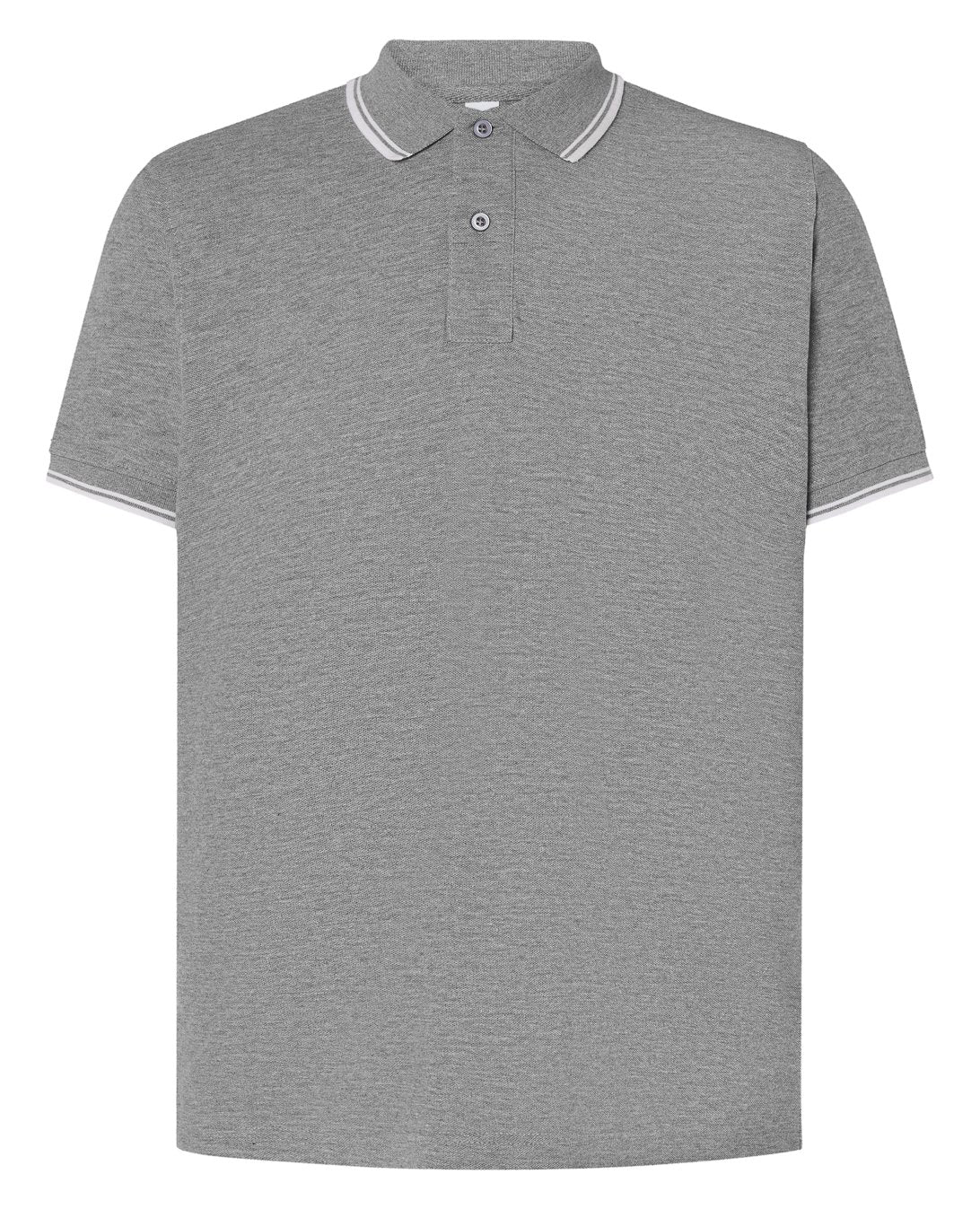 Polo homme contrasté  — coloris Grey Melange / White #Couleur_Grey-Melange-/-White