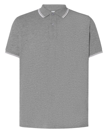 Polo homme contrasté  — coloris Grey Melange / White #Couleur_Grey-Melange-/-White