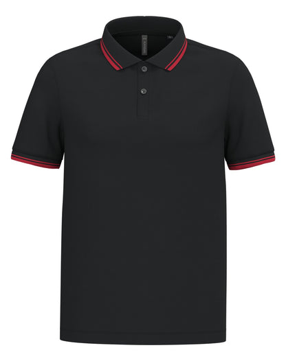 Polo homme manches courtes à liserés contrastés — coloris Black / Red #Couleur_Black-/-Red