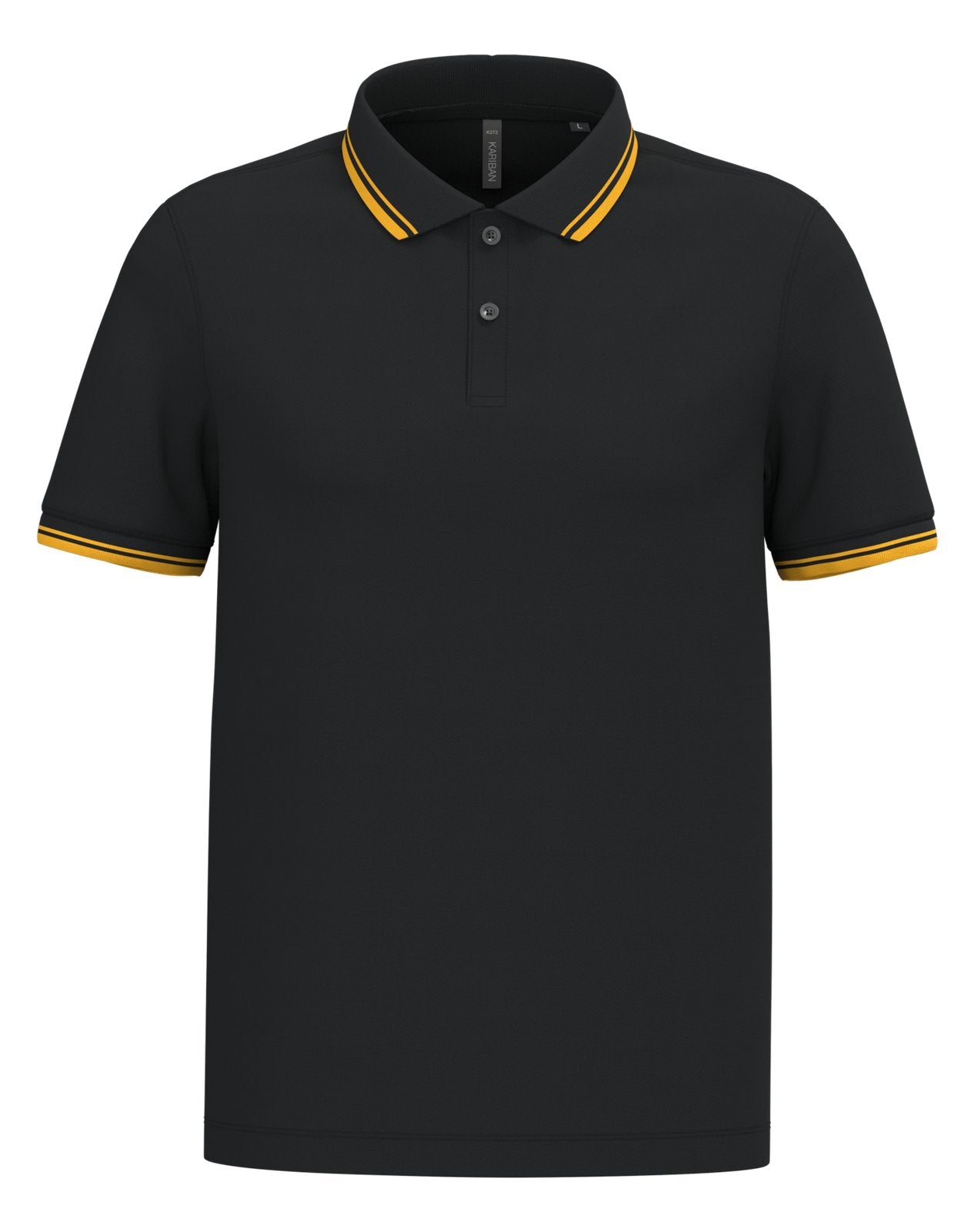 Polo homme manches courtes à liserés contrastés — coloris Black / Yellow #Couleur_Black-/-Yellow