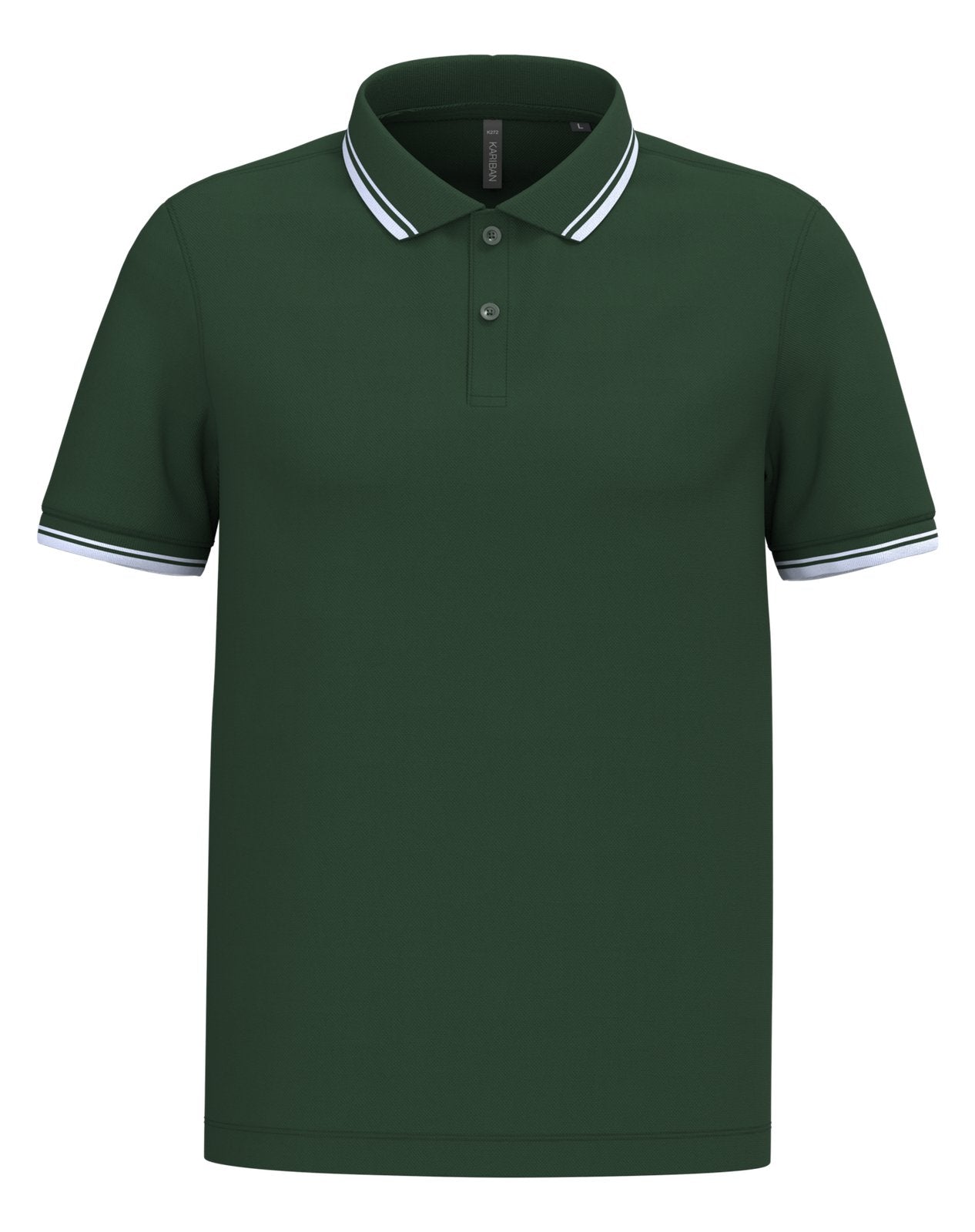Polo homme manches courtes à liserés contrastés — coloris Forest Green / White #Couleur_Forest-Green-/-White