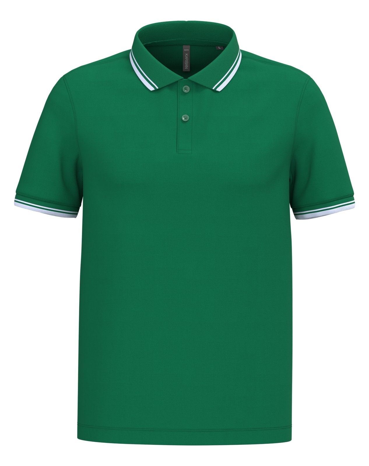 Polo homme manches courtes à liserés contrastés — coloris Kelly Green / White #Couleur_Kelly-Green-/-White