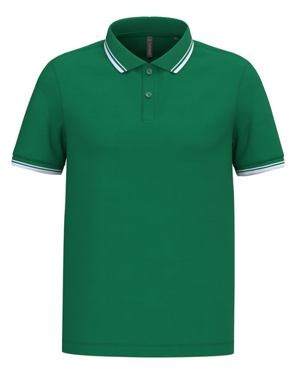 Polo homme manches courtes à liserés contrastés — coloris Kelly Green / White #Couleur_Kelly-Green-/-White