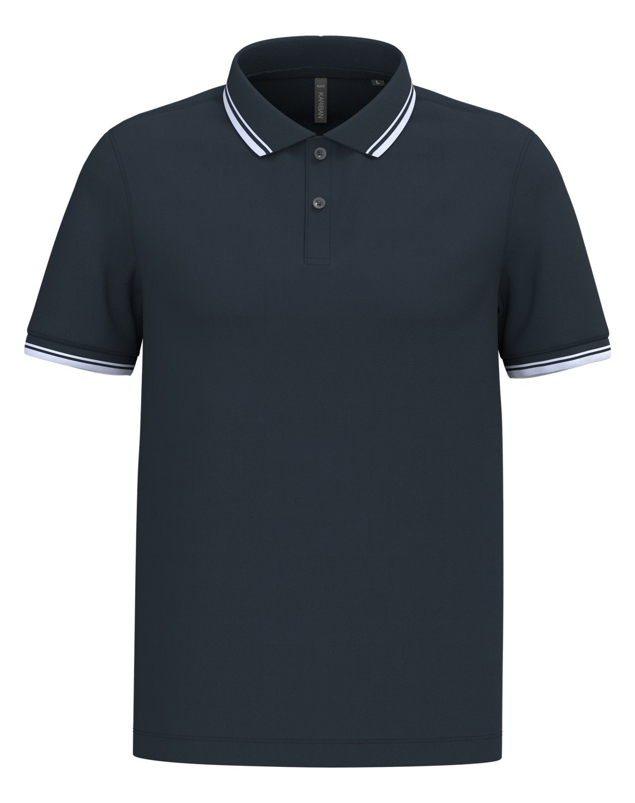 Polo homme manches courtes à liserés contrastés — coloris Navy / White #Couleur_Navy-/-White