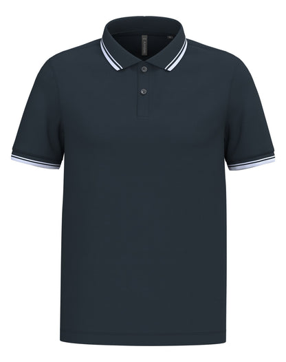 Polo homme manches courtes à liserés contrastés — coloris Navy / White #Couleur_Navy-/-White