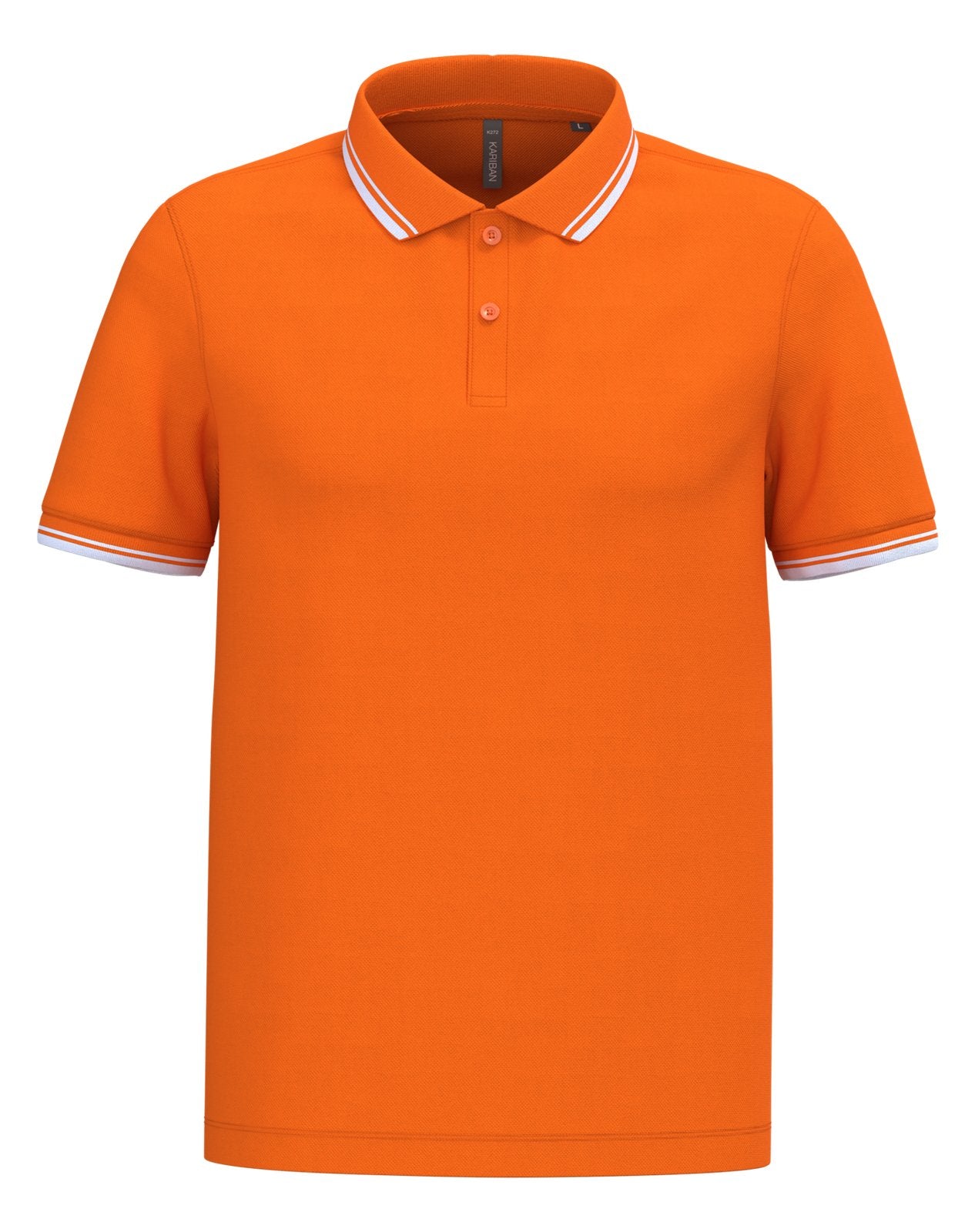 Polo homme manches courtes à liserés contrastés — coloris Orange / White #Couleur_Orange-/-White