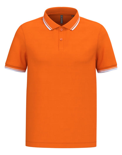 Polo homme manches courtes à liserés contrastés — coloris Orange / White #Couleur_Orange-/-White