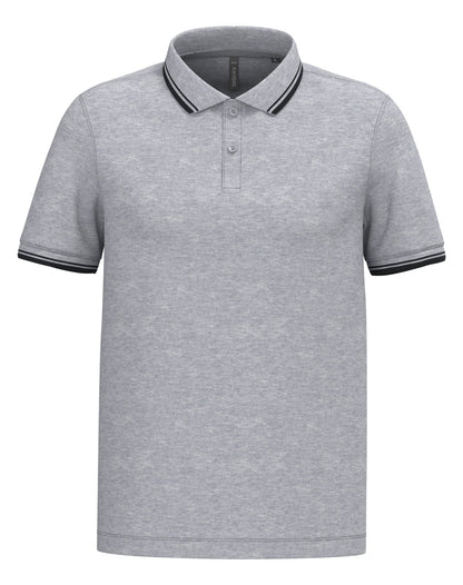 Polo homme manches courtes à liserés contrastés — coloris Oxford Grey / Black #Couleur_Oxford-Grey-/-Black