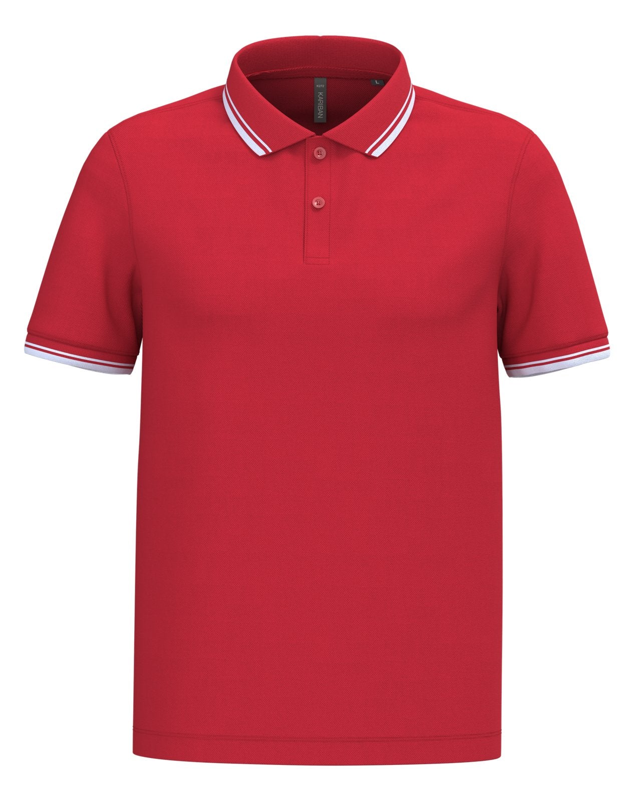 Polo homme manches courtes à liserés contrastés — coloris Red / White #Couleur_Red-/-White
