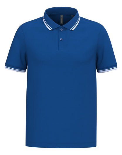 Polo homme manches courtes à liserés contrastés — coloris Royal Blue / White #Couleur_Royal-Blue-/-White