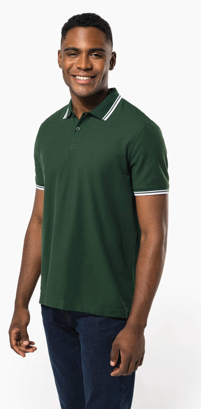 Polo homme manches courtes à liserés contrastés